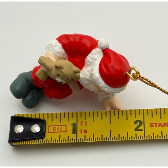 Vintage Sitting Santa Claus Christmas Tree Ornament Holding Teddy Bear - Picture 5 of 7
